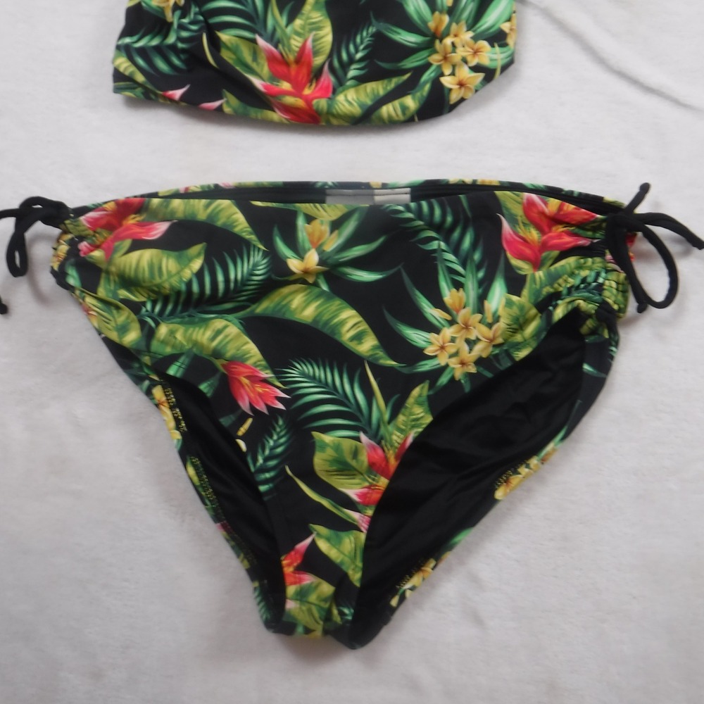 Calia by Carrie Underwood Tropical Floral Tankini Set Black Green Medium - Picture 12 of 13